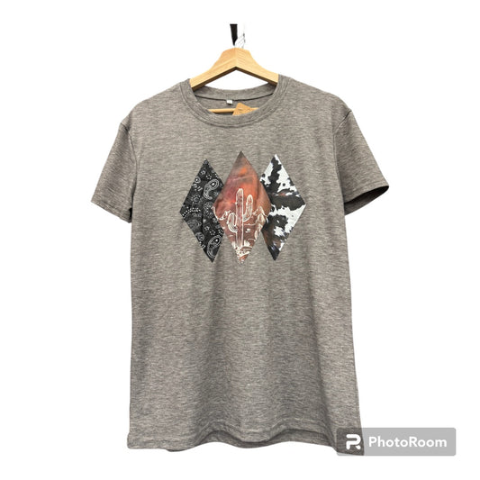 Short Sleeve T-Shirt Grey Cactus- Adult Small