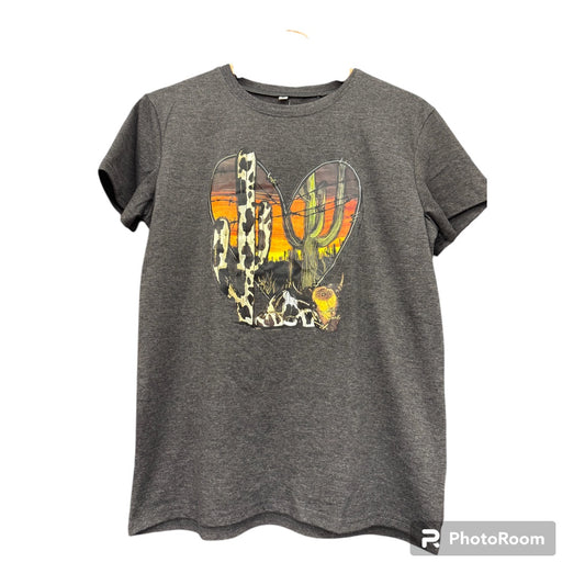 Short Sleeve T-Shirt Dark Grey Cactus- Adult Small
