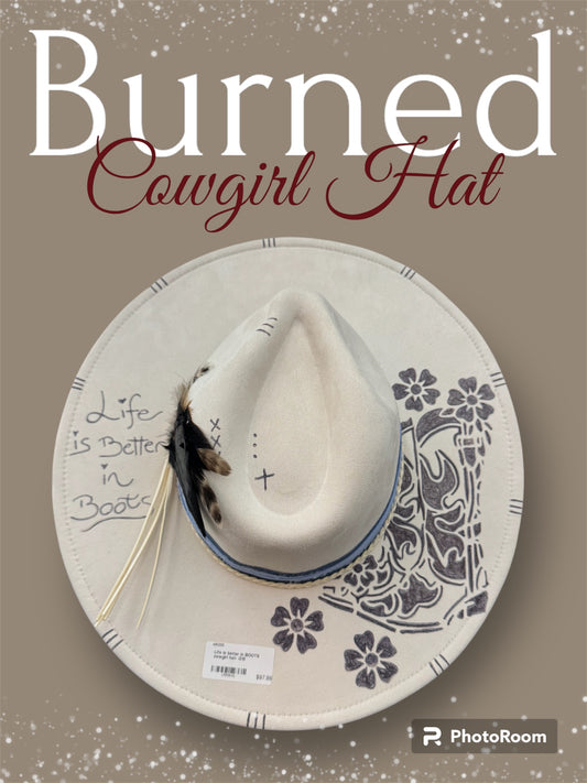 Off White Cute Boots Cow Girl Hat