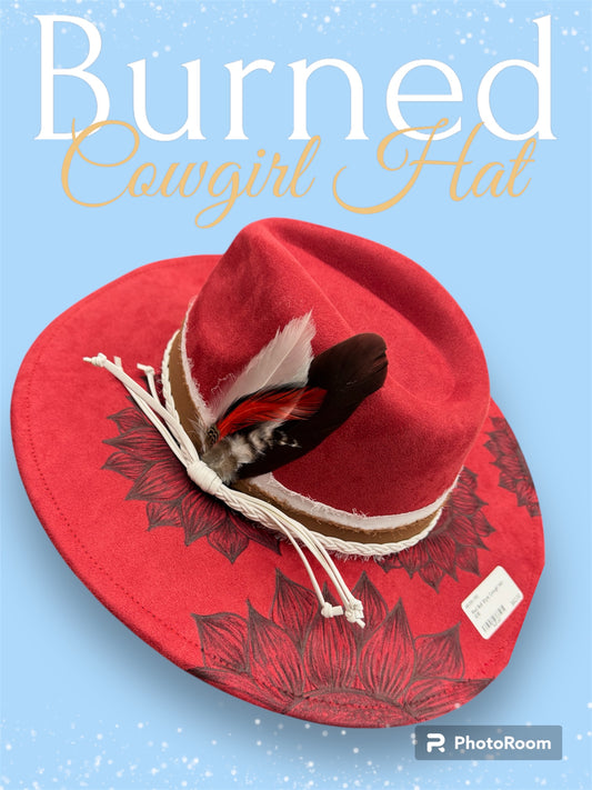 Burned Red Sunflower Cowgirl Hat