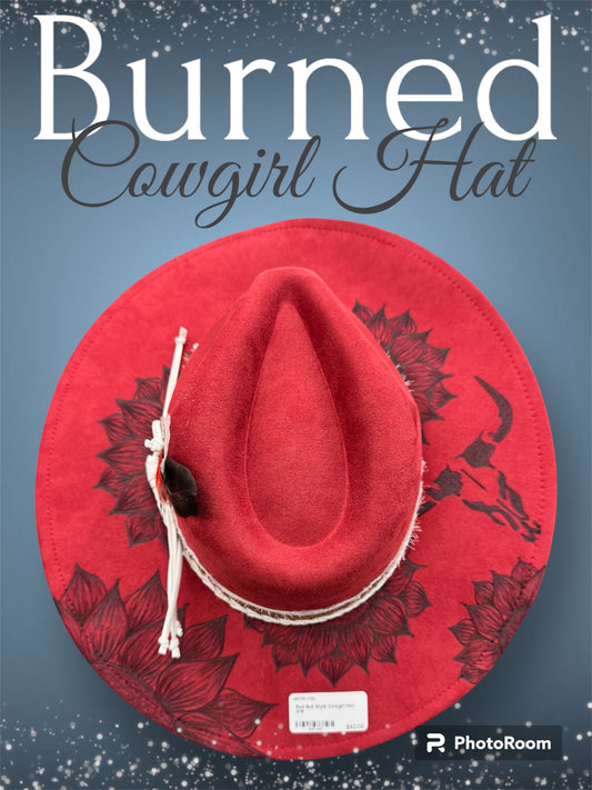 Burned Red Bull/Sunflower Cowgirl Hat