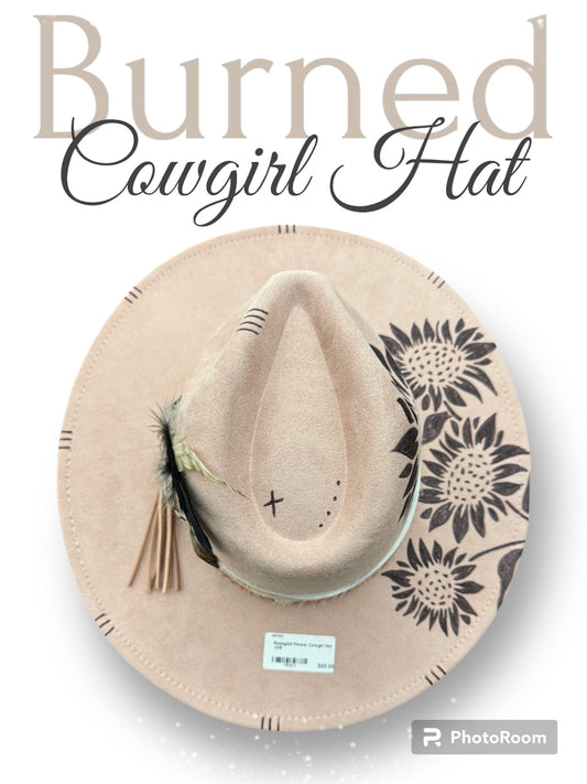 Burned Cowgirl Hat Light Pink with flowers
